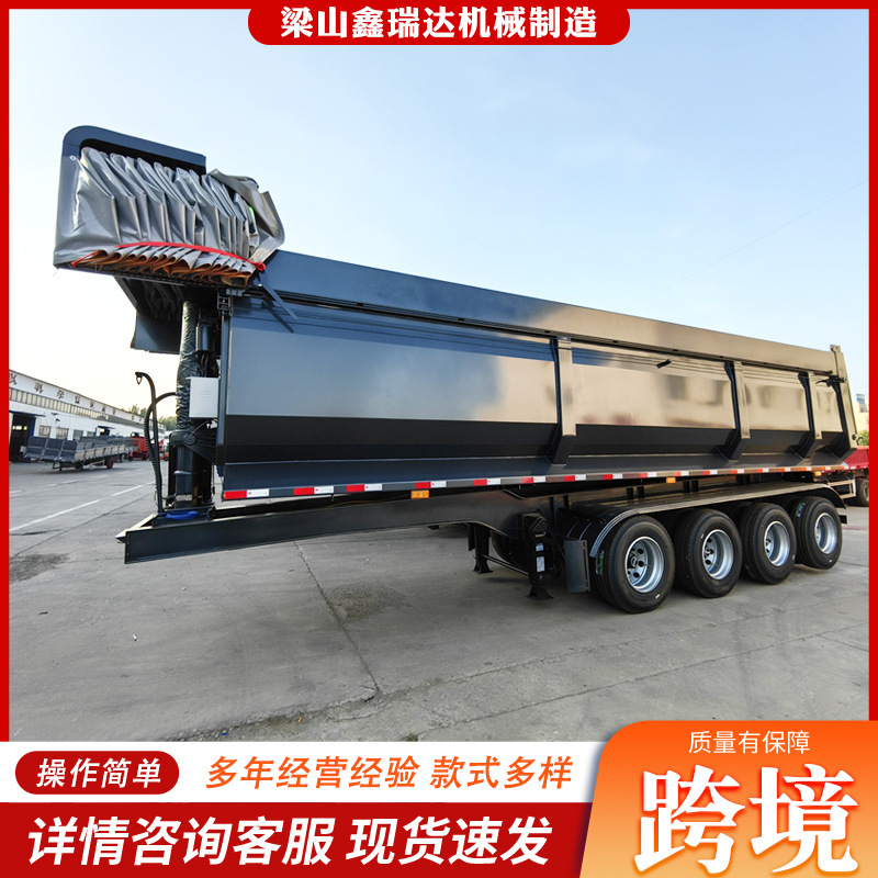 U-Shaped Rear-Turning Dump Semi-Trailer for Sand and Gravel Transport, Lightweight Rear-Turning Dump Semi-Trailer with Custom Accessories