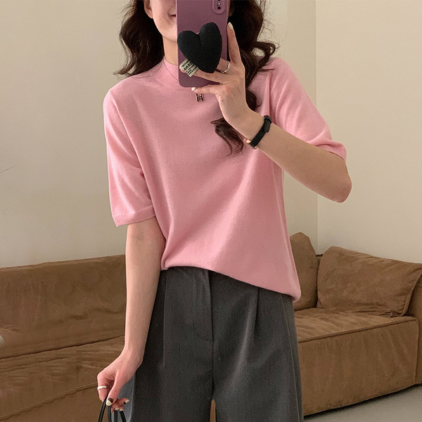 elegant woolen autumn solid color colored knitted sweater