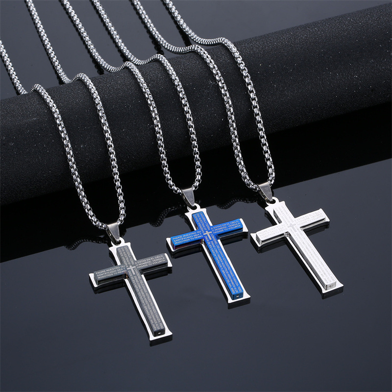 Fashion Cross Stainless Steel Titanium Steel Plating Pendant Necklace 1 Piece