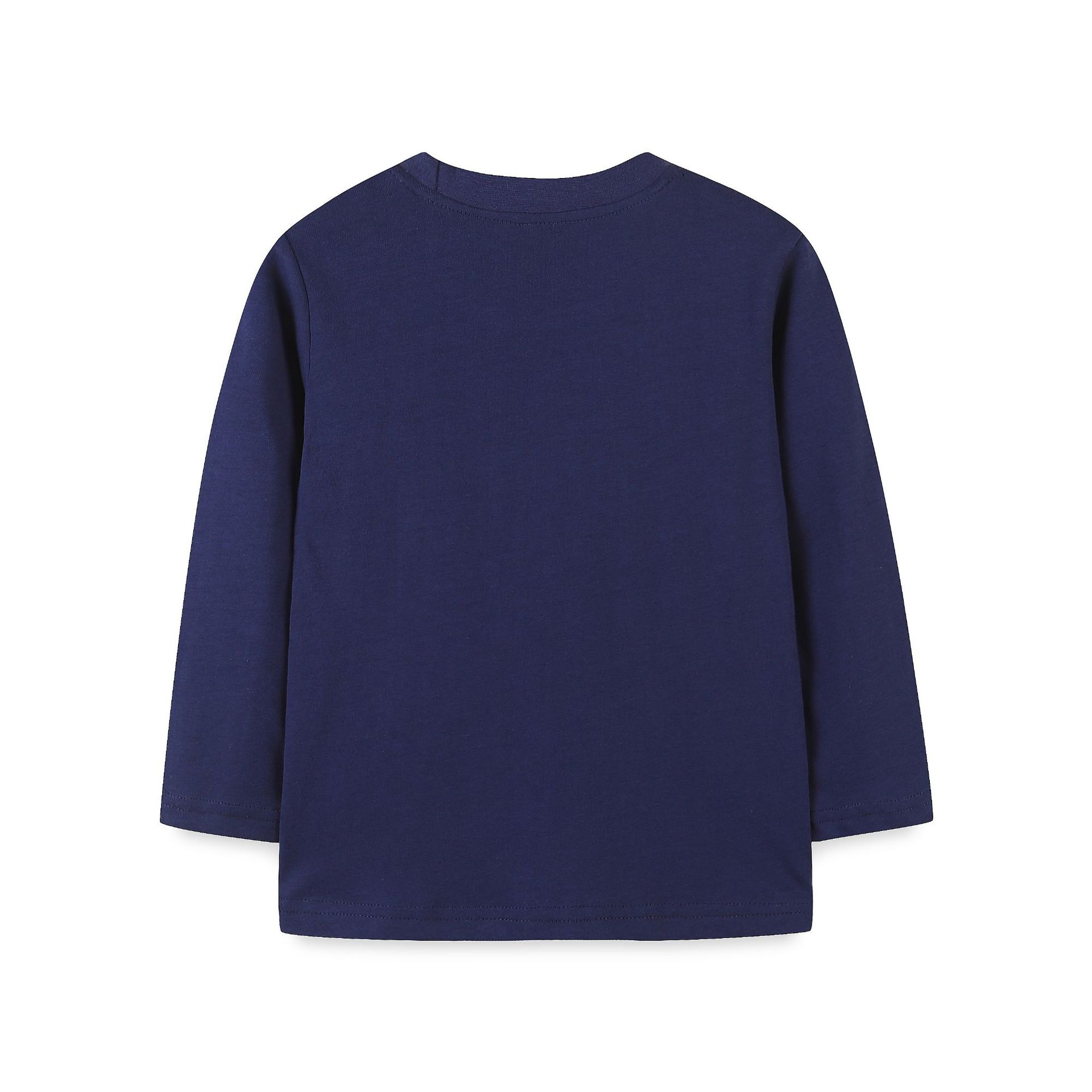 Camiseta de manga larga para niños estilo primavera y otoño con estampado de excavadora, estilo europeo y americano, camiseta básica con cuello redondo para niños pequeños.