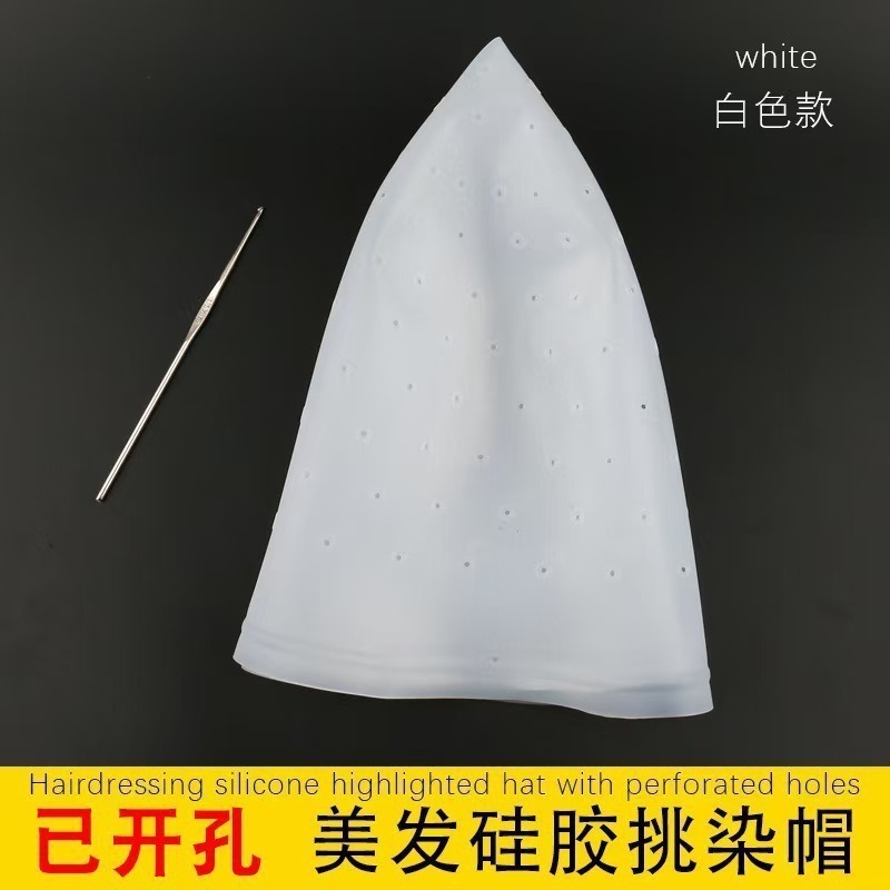 Venta al por mayor de fábrica de agujeros redondos para la peluquería, gorras de silicona para teñir, gorras para el cabello, sin perforaciones, perforaciones, perforaciones, herramientas de peluquería con aceite para hornear