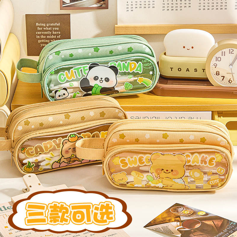 黃油小熊筆袋大容量手拎高顏值2025年新款卡通小學生男女生鉛筆袋