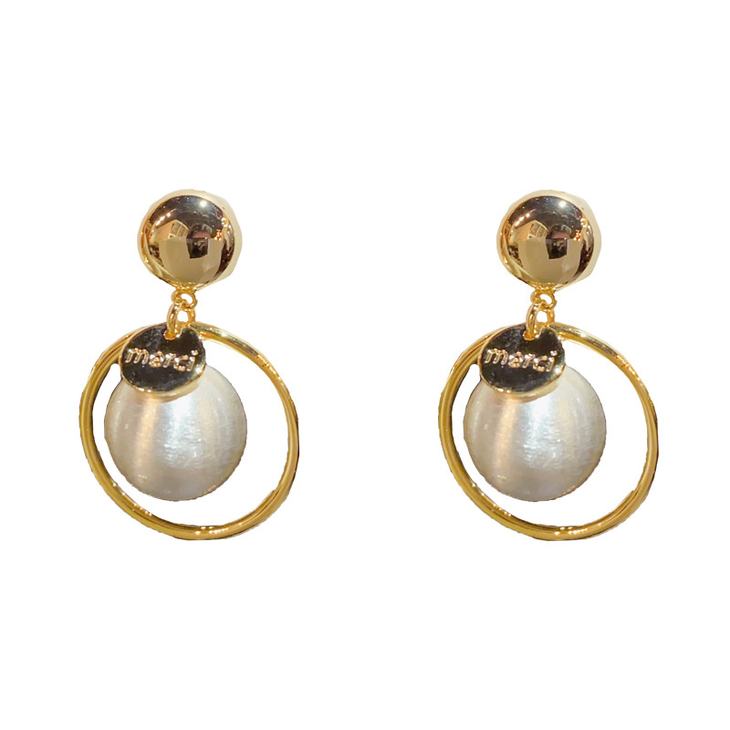 Orecchini a cerchio con sfera in metallo stile retrò elegante_voghion.com