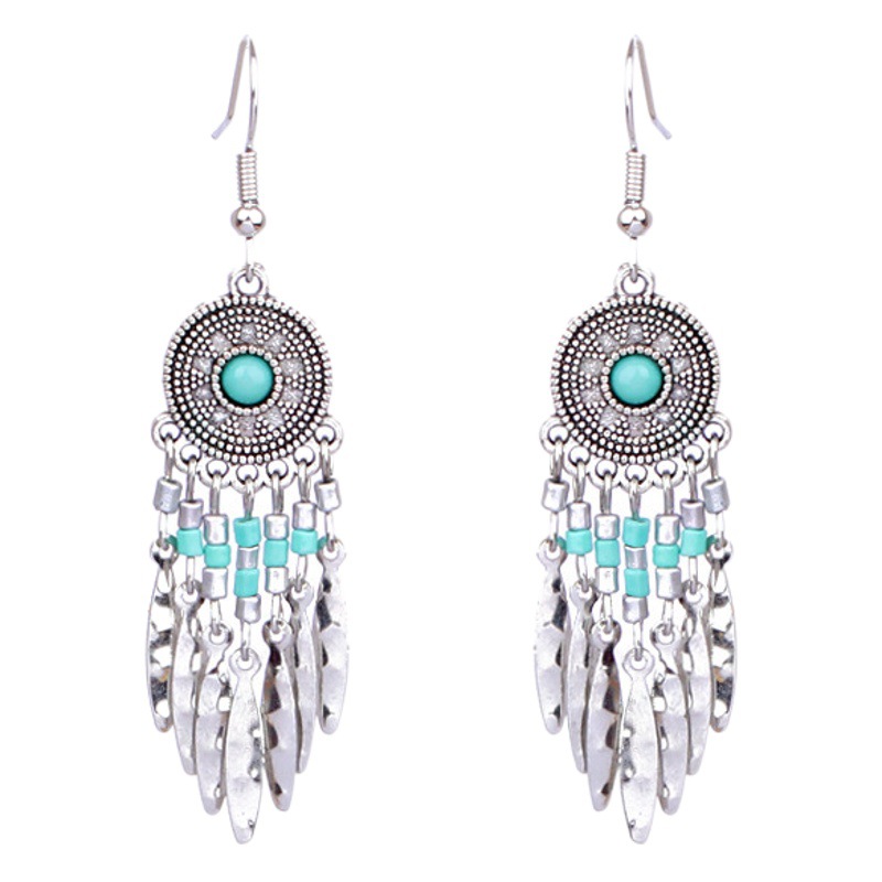 Bohemian Minority Style Vintage Fashion Earrings Women's Flower Tassel Elegant Earrings All-match Accessories