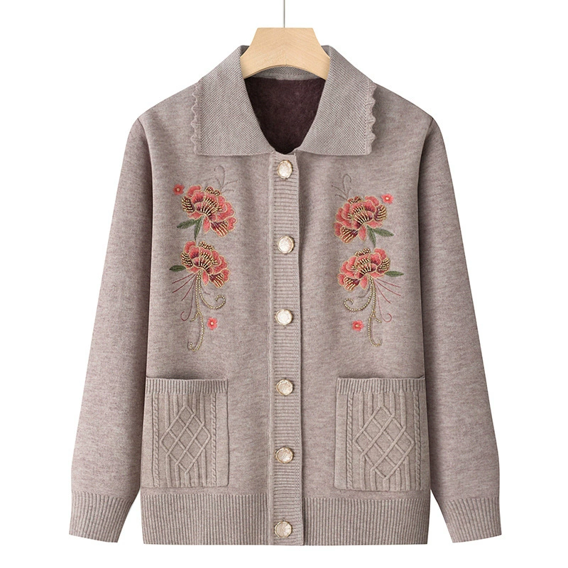 Люди среднего и пожилого возраста осенняя бабушка зимняя куртка плюс бархатный свитер мама костюм жена термобелье пожилая одежда