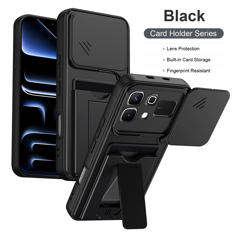 Suitable for Transsion Hot70Pro Card Holder Stand Phone Case Note60 Sliding Cover Push Window Lens Anti-Drop Protective Case Suitable for Transsion Hot70Pro Card Holder Stand Phone Case Note60 Sliding Cover Push Window Lens Anti-Drop Protective Case
