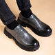 2024 New Leather Shoes Men's Casual Business Dress British Brock Winter Thick Bottom Martin Boots