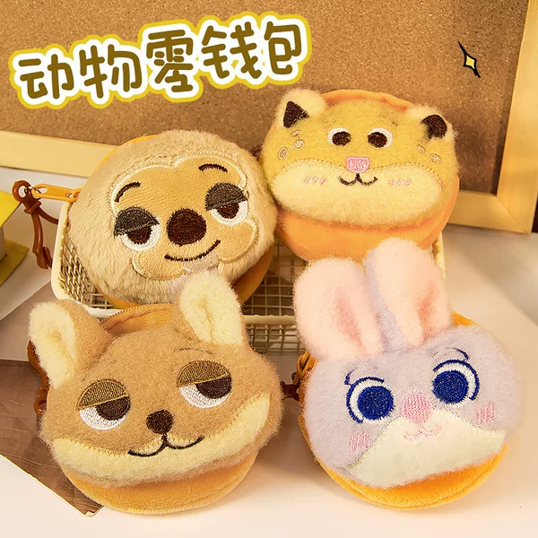 Cartoon Zootopia Judy Nick Plush Coin Purse Portable Round Earphone Case Storage Mini Pendant