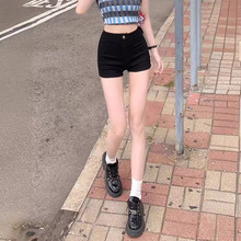 小个子黑色紧身牛仔短裤女夏2024新款辣妹风性感高腰显瘦包臀热裤