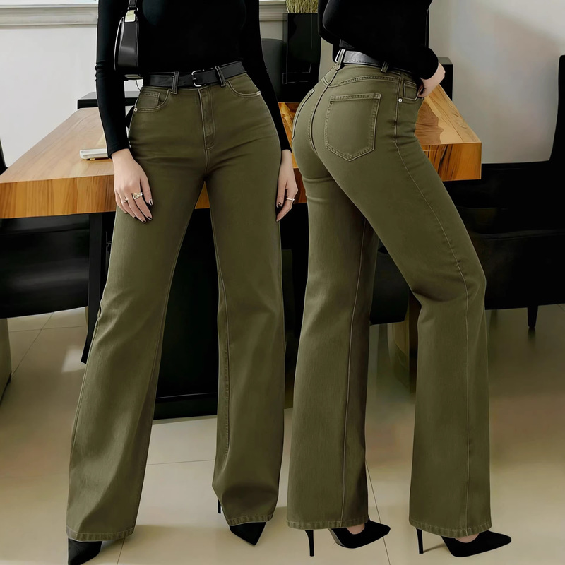 Cross-Border Amazon Aliexpress Women's Denim Straight-Leg Washed Retro Fashion Casual Versatile Women's Denim Trousers Cross-Border Amazon Aliexpress Women's Denim Straight-Leg Washed Retro Fashion Casual Versatile Women's Denim Trousers