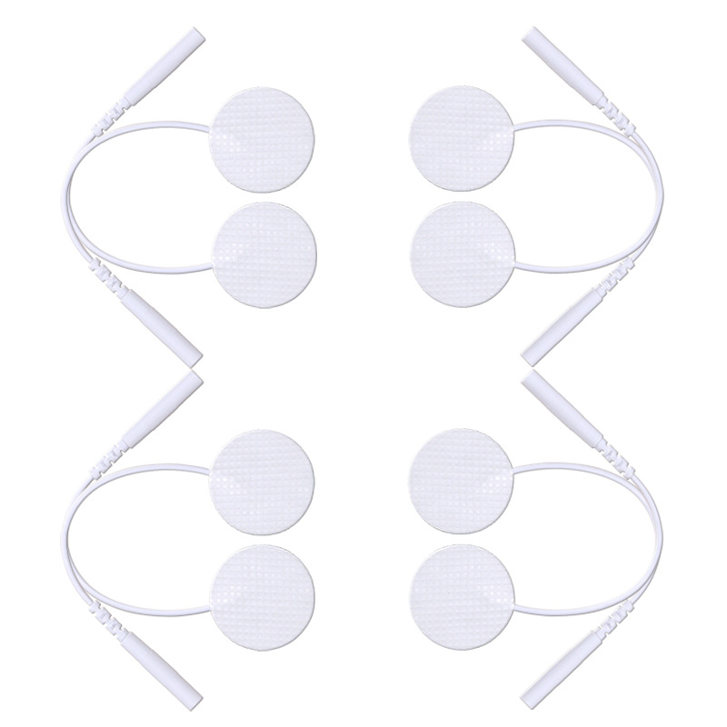 Redondo de 25mm tipo aguja pequeña hoja de electrodo de tela no tejida pie de electrodo autoadhesivo tipo de parche de masaje tipo cable