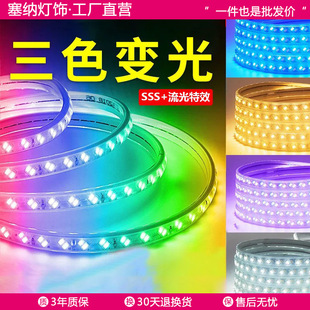 Light Strip Led Three-Color Dimming Light Strip Household 220V High Brightness Living Room Ceiling Outdoor Waterproof Light Strip Neon Light