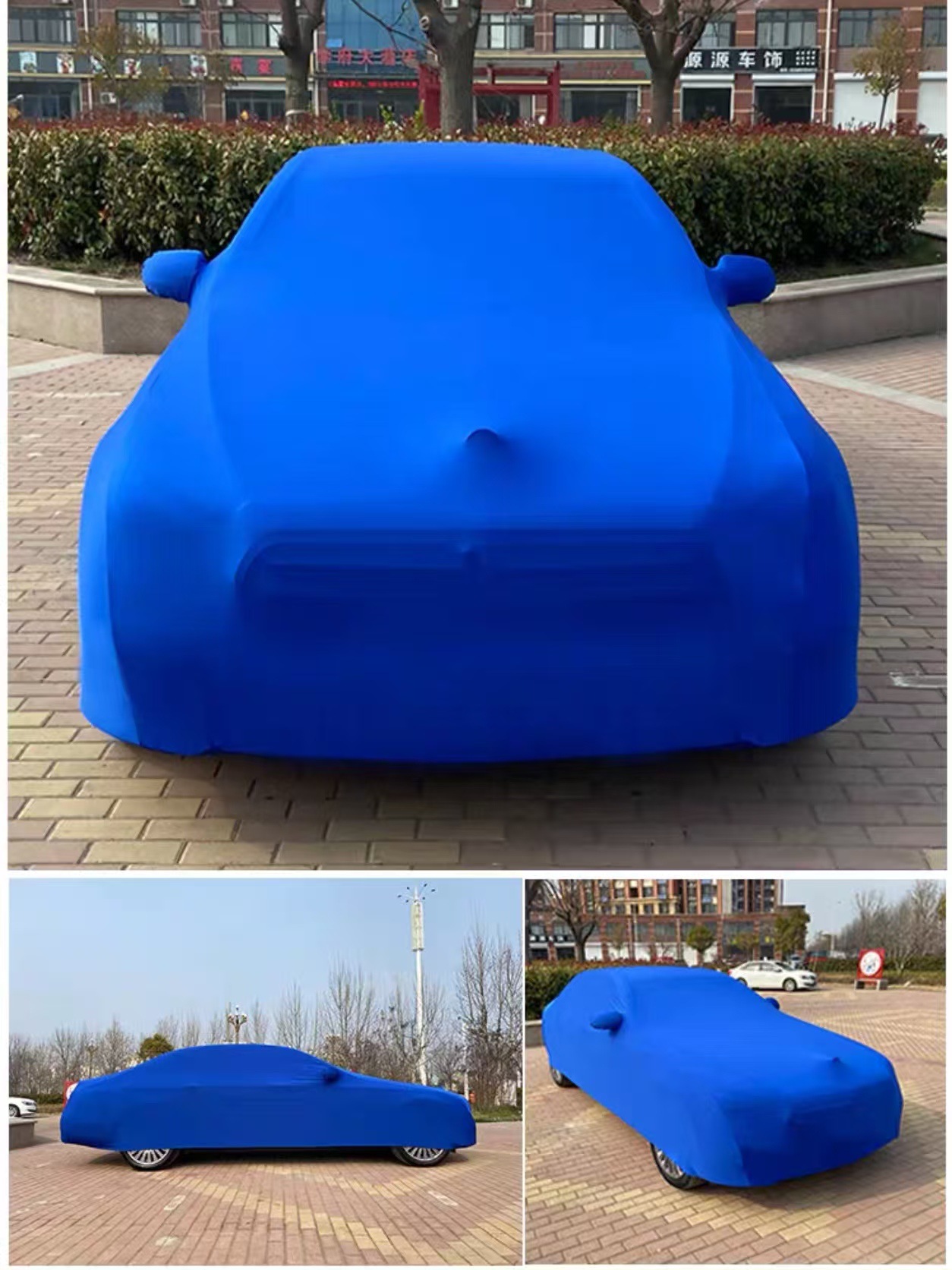 Factory Direct Sales of Elastic Fabric Car Covers for 4S Stores and Car Exhibitions, Dustproof and Heat-Insulating, Retail and Wholesale