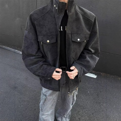 美式复古pu皮衣男款春秋短款潮牌立领工装飞行夹克高级感外套