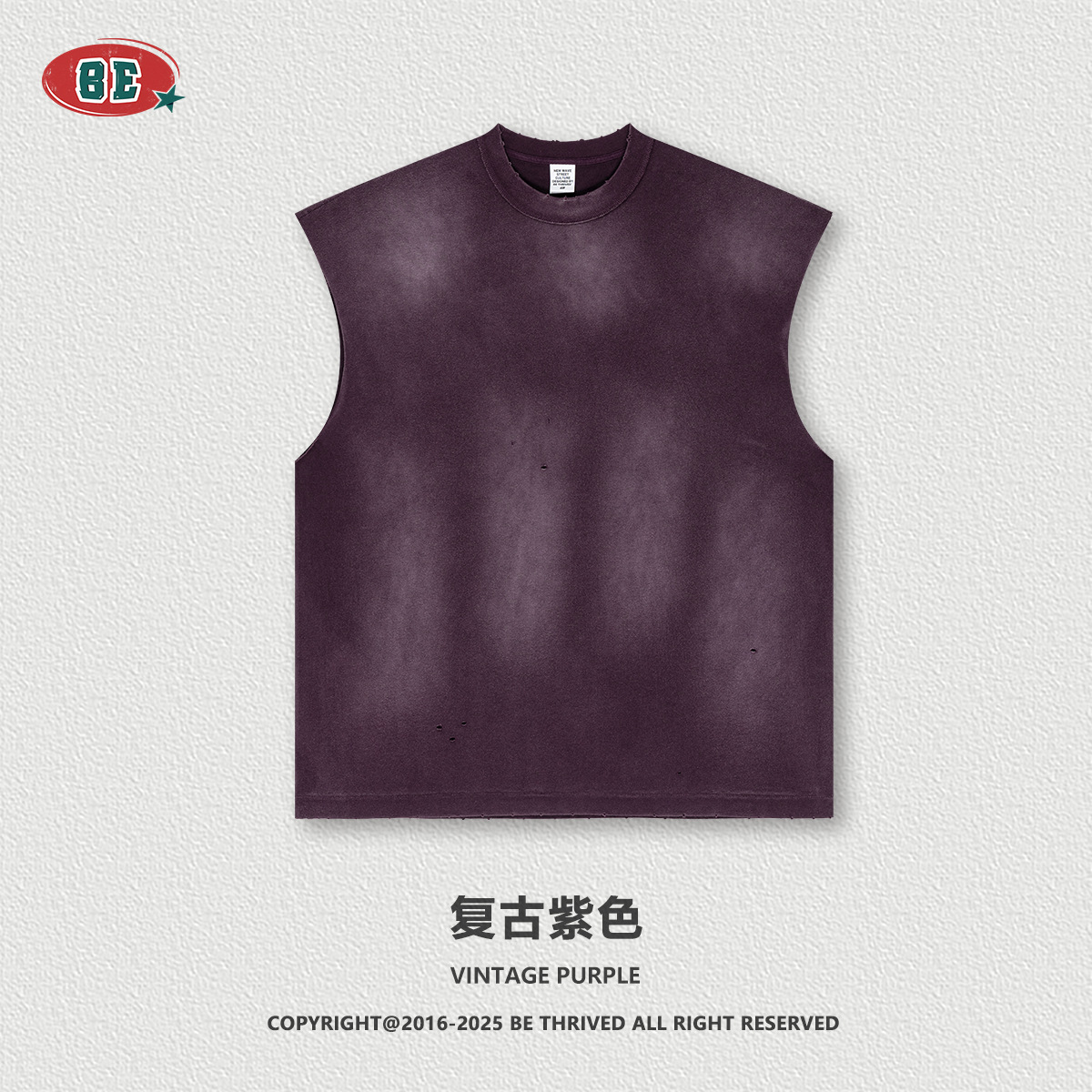 BEメンズ | 2025夏のアメリカのファッションブランドのレトロな古い肩を切ってベストを切った男性スポーツのノースリーブ男性tシャツ