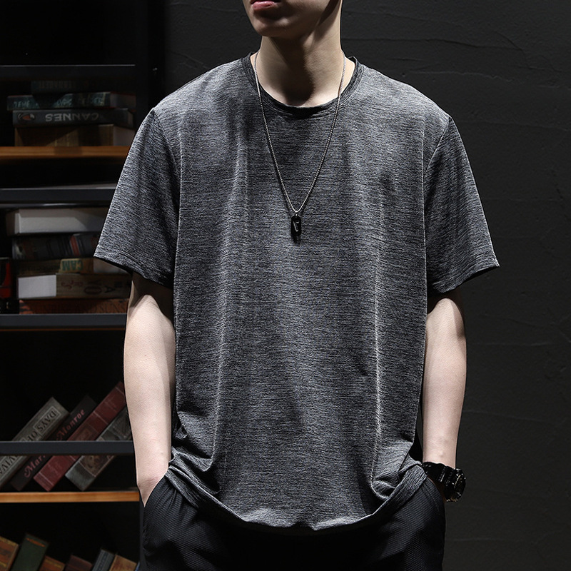 Ice Silk Short-sleeved T-shirt Men's Summer Thin Loose Casual Quick-drying T-shirt Men's Running Sports Fitness Top Clothes