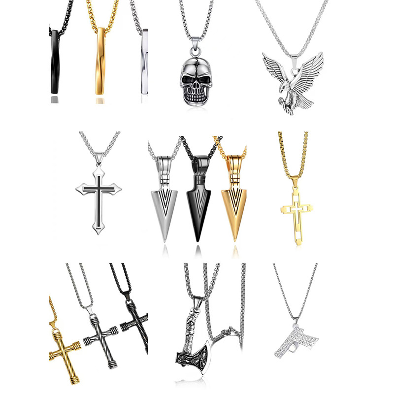 Korean Version of Amazon's Popular Arrow Necklace Pendant Short Keel Chain Men's Retro Jewelry Ready for Sale