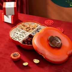 Ginkgo Nut Tray with Lid, Fruit and Candy Storage Box, Perfect for Living Room, Divided Sections, Ideal for Home Use