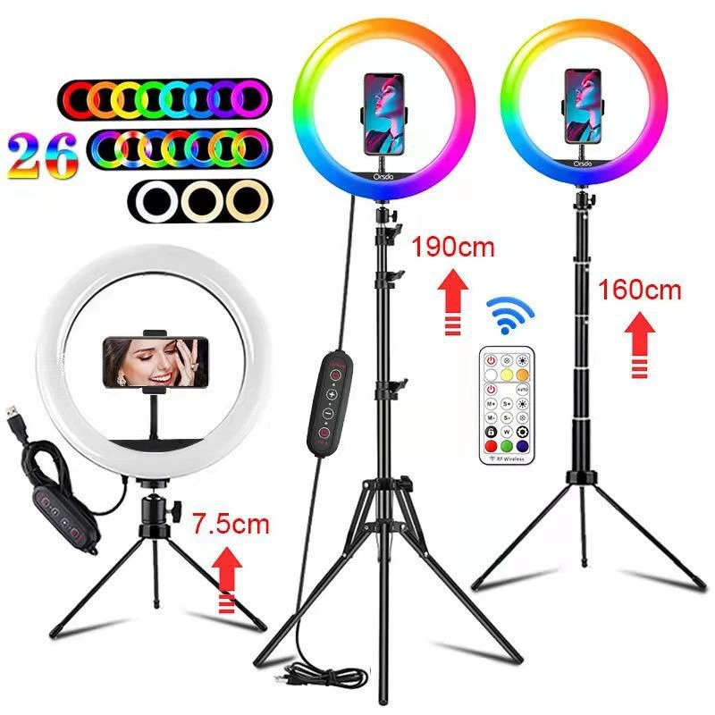 Ring Fill Light, 10-inch LED with Phone Holder, Remote Control and Adjustable Tripod
