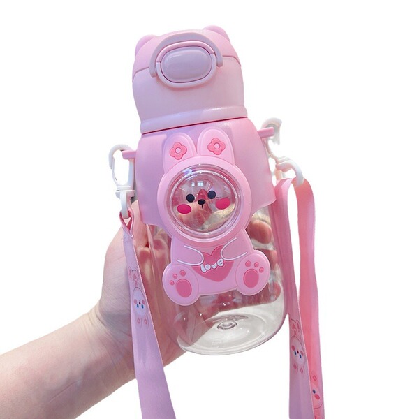 cartoon plastic handheld children's straw for students
