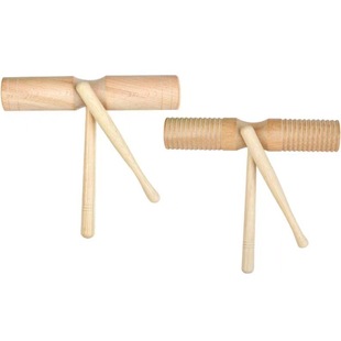 Orff Kidsren's Percussion Instrument Kidsren's Performance Music Teaching Aids Double Sound Tube Wooden Raccoon Double Sound Bucket