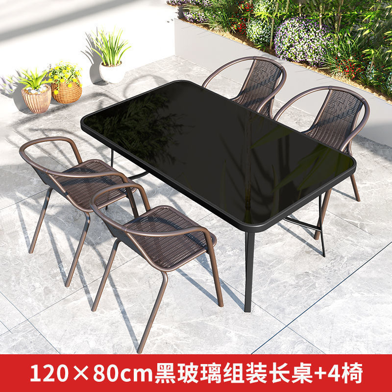 120 black long table + 4 chairs