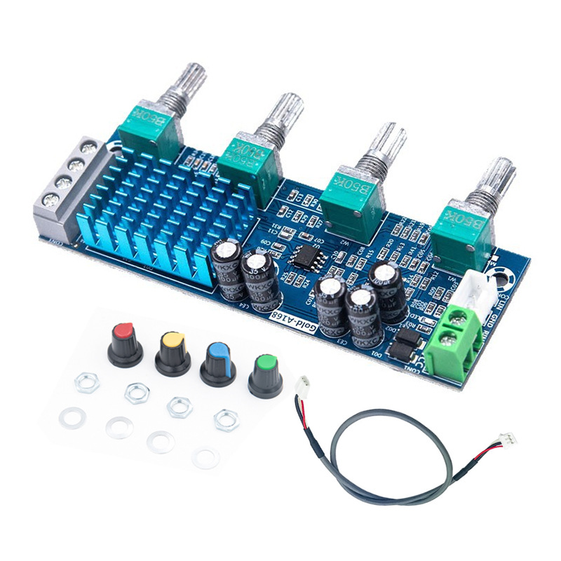 Gold-A168 Tpa3116D2 Amplifier Board + Operational Amplifier Integrated Board with High and Low Tone Adjustment, Onboard Operational Amplifier, Dual 50W