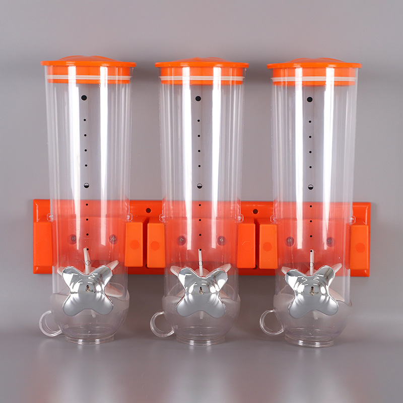 Nueva tarro de almacenamiento de múltiples granos Cocina snack tarro de almacenamiento de alimentos tarro sellado máquina de trigo de Tres barriles montada en la pared