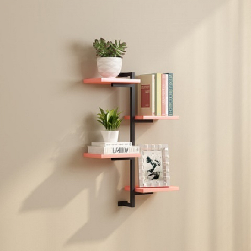Estante de pared estante de flores decoración moderna simple partición de pared simple hierro forjado estante multicapa perforación
