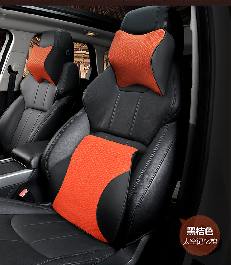 Factory cross-border direct sales car comfortable soft memory cotton headrest waist car wear-resistant breathable neck pillow waist cushion