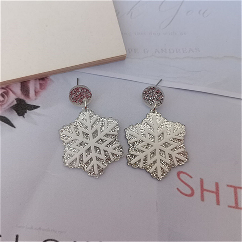 Fashion Santa Claus Bell Snowflake Arylic Patchwork Womenu0027S Earrings 1 Pair