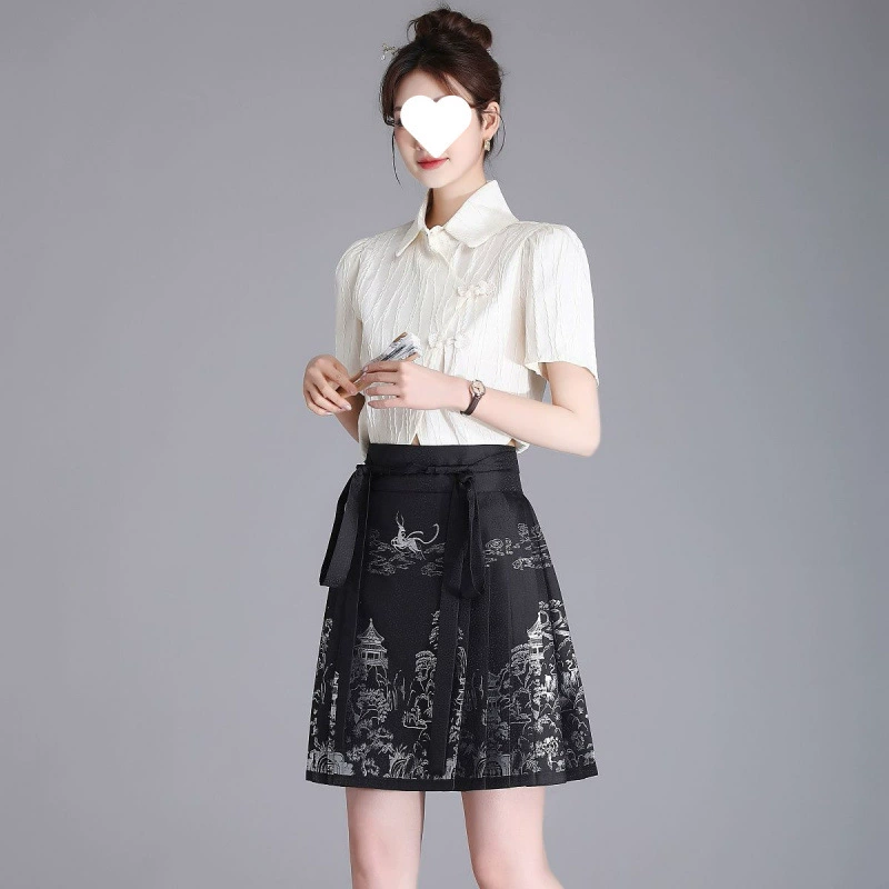 Новая короткая юбка мамиан с имитацией цветочного узора в китайском стиле, улучшенная юбка мамиан в древнем стиле, юбка для похудения на каждый день