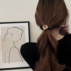 Korean-style geometric metal retro black hair tie, fashionablecommute high-end temperament hair accessory, floral hair ornament