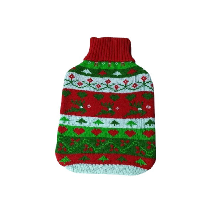 Nueva bolsa de agua caliente abrigo de punto jacquard bolsa de agua caliente de lana cubierta de punto de calentamiento de la mano de inyección de agua de pie portátil