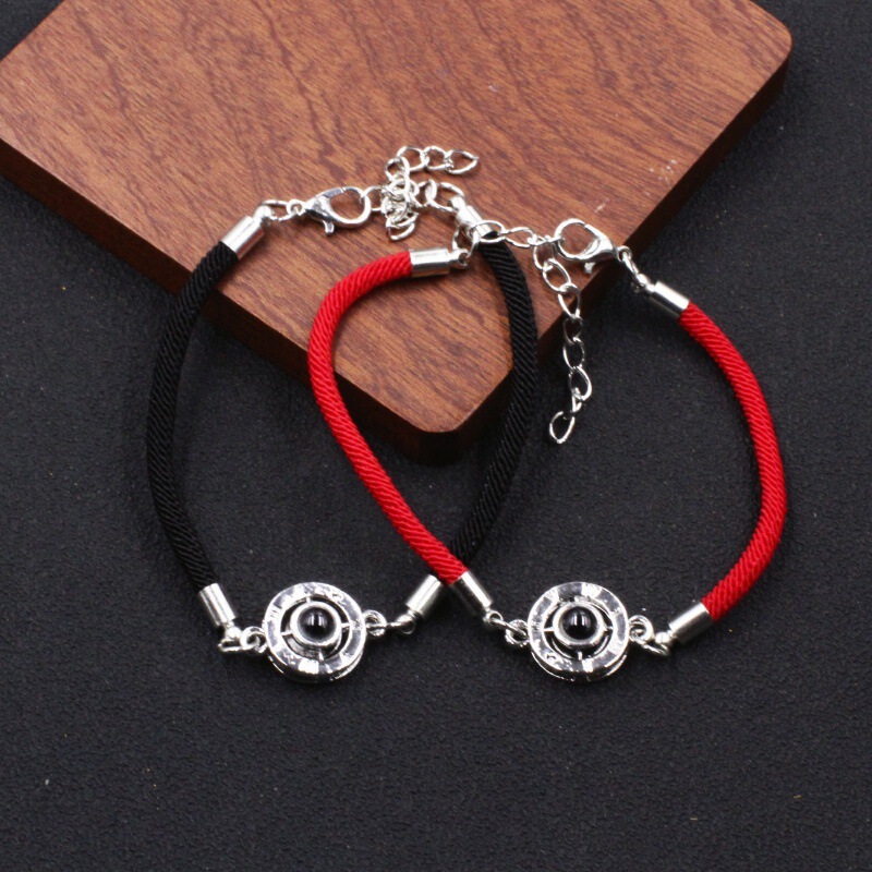 Chinese Valentine's Day Red Rope Bracelet, Fashionable and Popular, 100 Languages I Love You Projection Bracelet, Couple Pair Chinese Valentine's Day Red Rope Bracelet, Fashionable and Popular, 100 Languages I Love You Projection Bracelet, Couple Pair