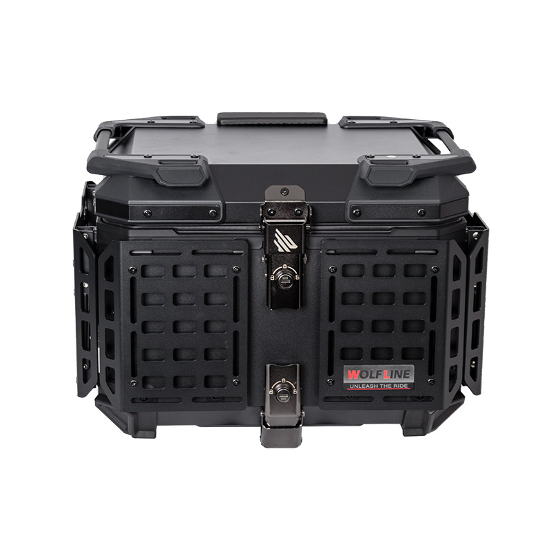 Clearance Sale: 45L Multifunctional Armored Black Aluminum Alloy Motorcycle Tail Box, Scooter Trunk, Foldable Box