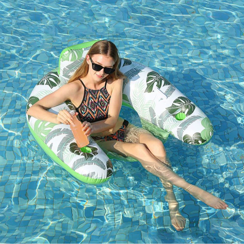 Новый U-образный плавающий ряд ПВХ одно сиденье плавающая кровать оставляет надувной плавающий ряд с сиденьем для чашки складное надувное кресло плавающее