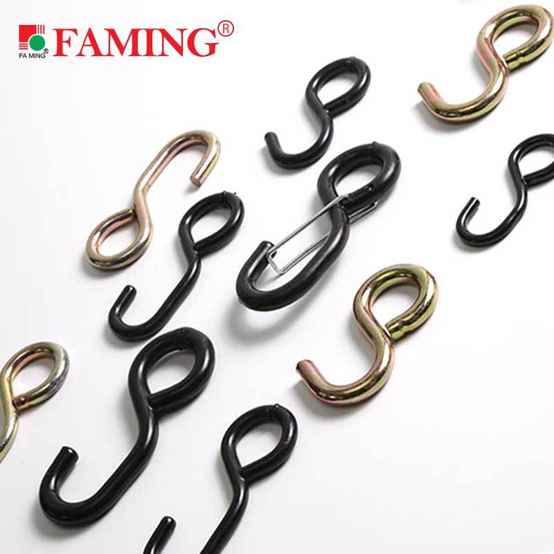 S gancho de acero gancho de carga de carga hebilla de seguro de camión forma integrada inmersión en plástico antioxidante suave 5 toneladas 10 toneladas roto