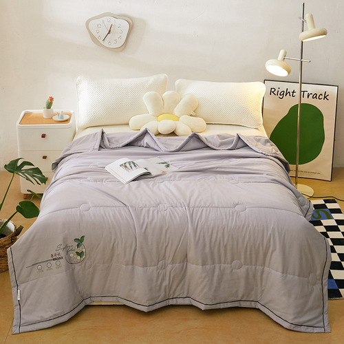 New Mint Summer Cooling Quilt Summer Mosquito-Repellent Sheet Double Bed Air Conditioned Quilt Washable Cotton Blanket Thin Plain Color Light Quilt