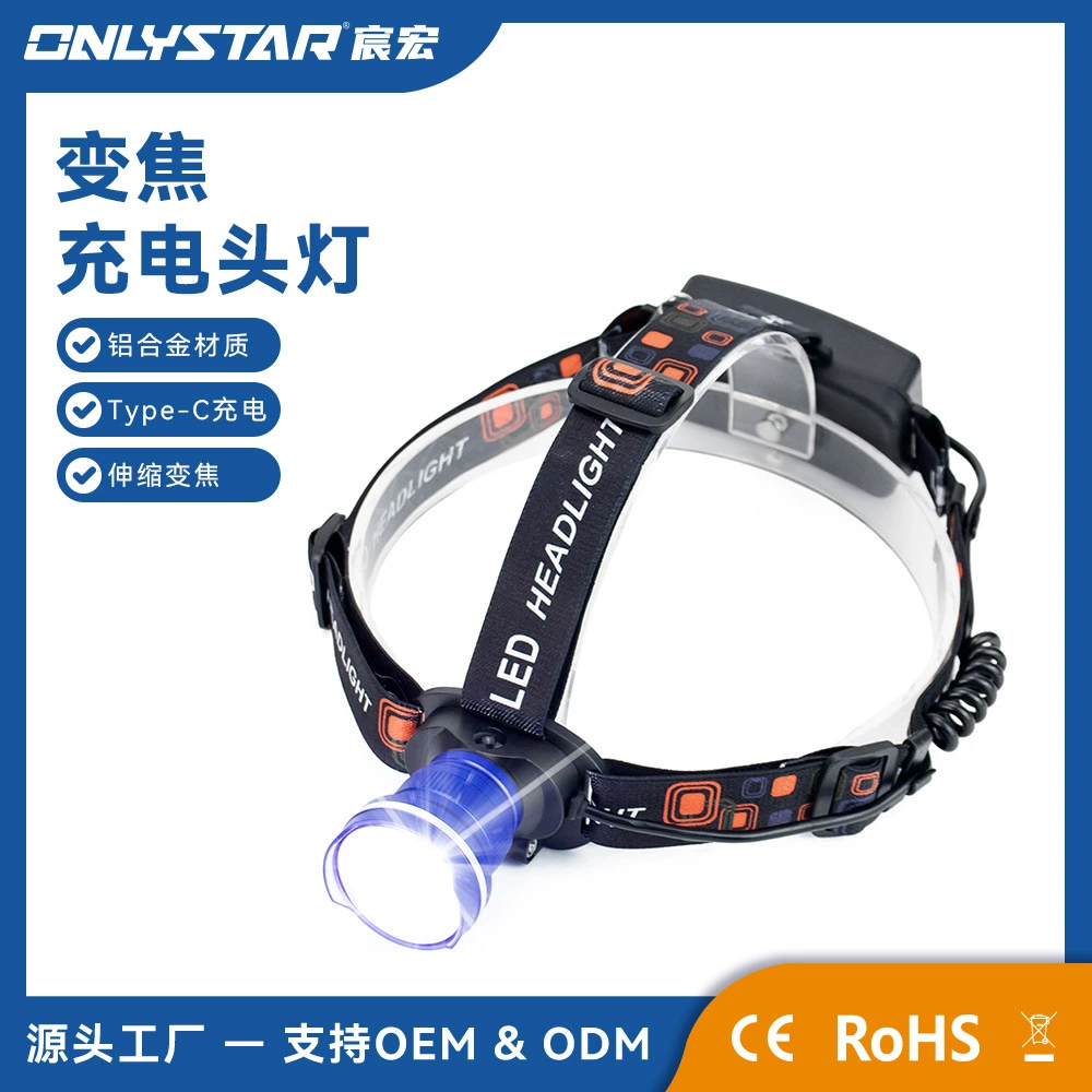 GS-6004 сильный свет Выдвижная фара светодиодный зум T6 белый свет для верховой езды на открытом воздухе водонепроницаемый перезаряжаемый фара рыбий глаз