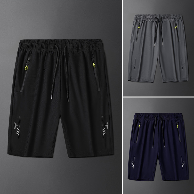 Pantalones cortos deportivos de verano para hombres ropa exterior delgada pantalones de seda de hielo para hombres sueltos ocasionales más tamaño pantalones cortos de secado rápido