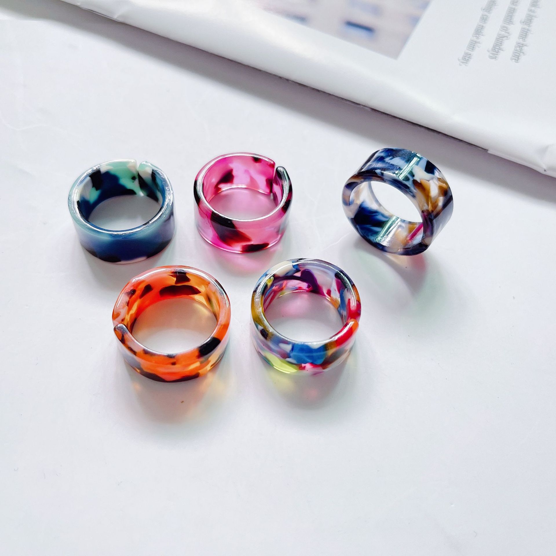 Rings Classification 1 Set Quantity Fashion Round Arylic Women'S Rings