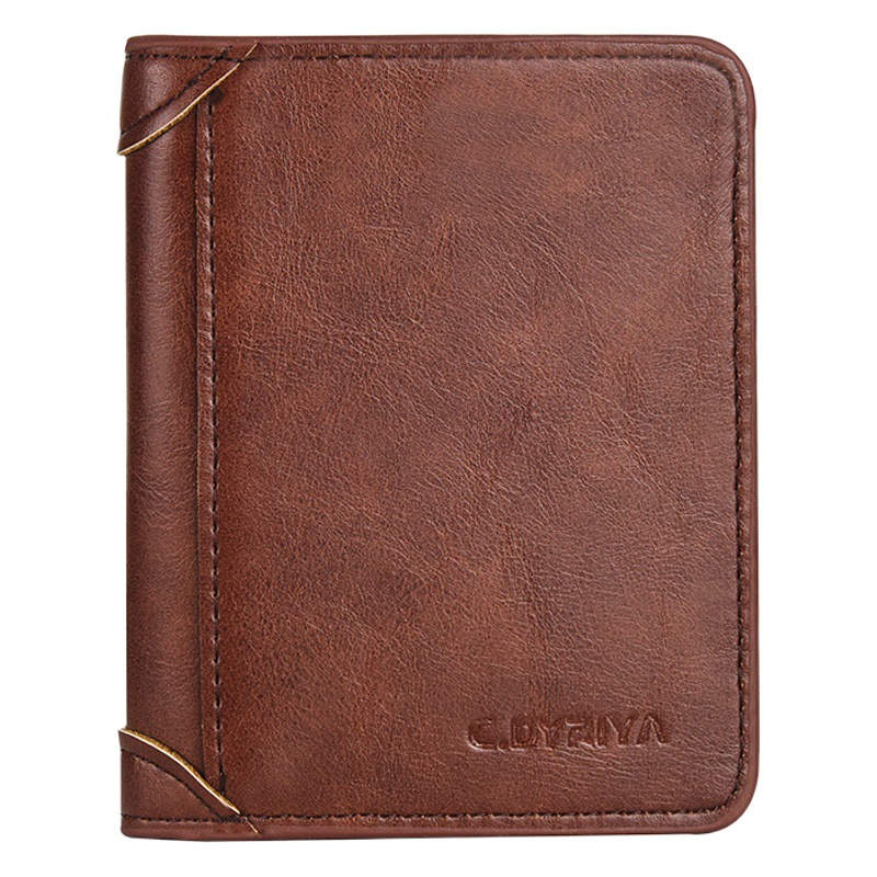 Cartera de los hombres delgada cartera corta Licencia de Conducir titular de la tarjeta integrada estudiante multi-funcional vertical tríptico cartera al por mayor