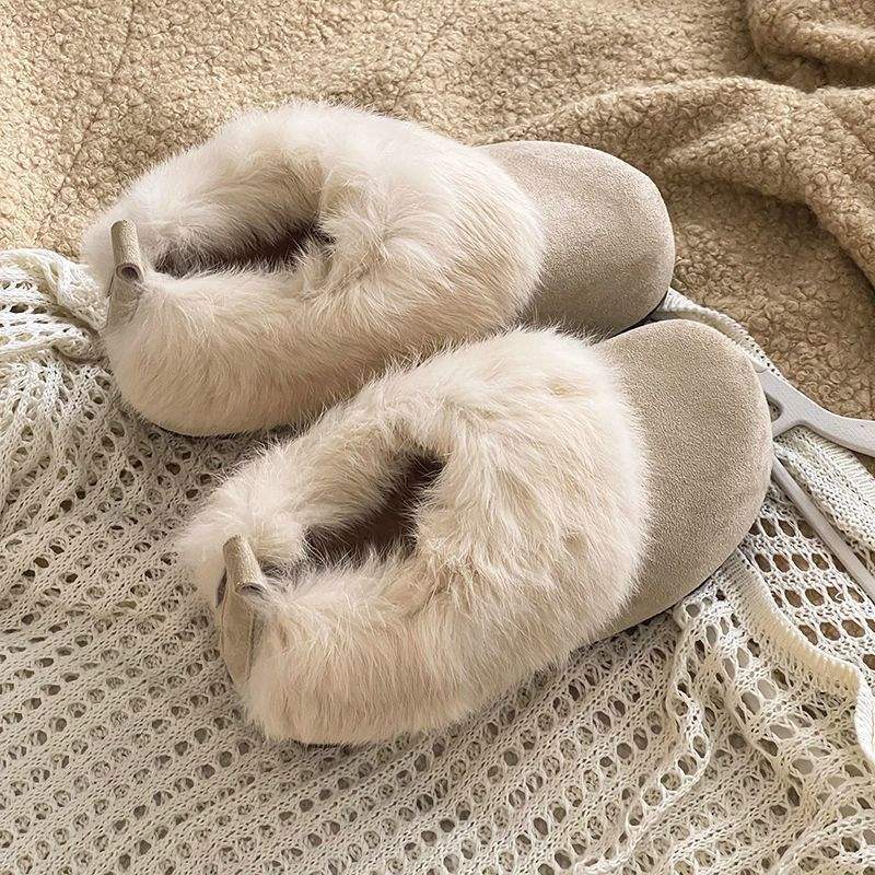 Thick-Soled, Fleece-Lined White Birkenstock-Style Snow Boots, Furry Shoes, Cotton Slippers for Women, Winter Outdoor Wear, 2025 New Model, Closed-Toe Half Slippers Thick-Soled, Fleece-Lined White Birkenstock-Style Snow Boots, Furry Shoes, Cotton Slippers for Women, Winter Outdoor Wear, 2025 New Model, Closed-Toe Half Slippers