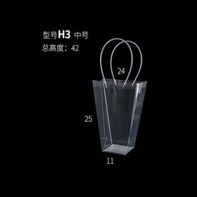 Bolsa de regalo cuadrada de plástico OPP impermeable para el Día de San Valentín chino, bolso de mano transparente con forma de trapezio para flores, bolsa de regalo para ramo de flores