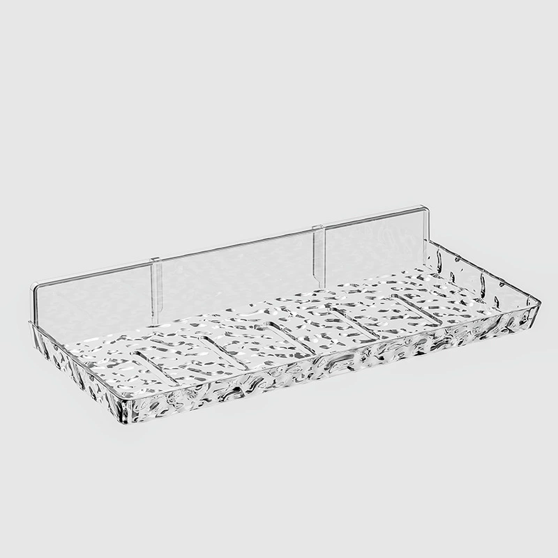 〇 Glacier Pattern Transparent Bathroom Shelf – 52x12x5 cm, 0.5 кг, переднее зеркало, клык/крупный размер