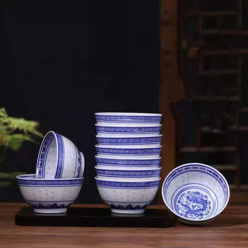 Цзиндэчжэнь изысканная сине-белая фарфоровая миска для домашнего риса миска 5 дюймов утолщенный анти-горячий китайский винтажная миска для супа