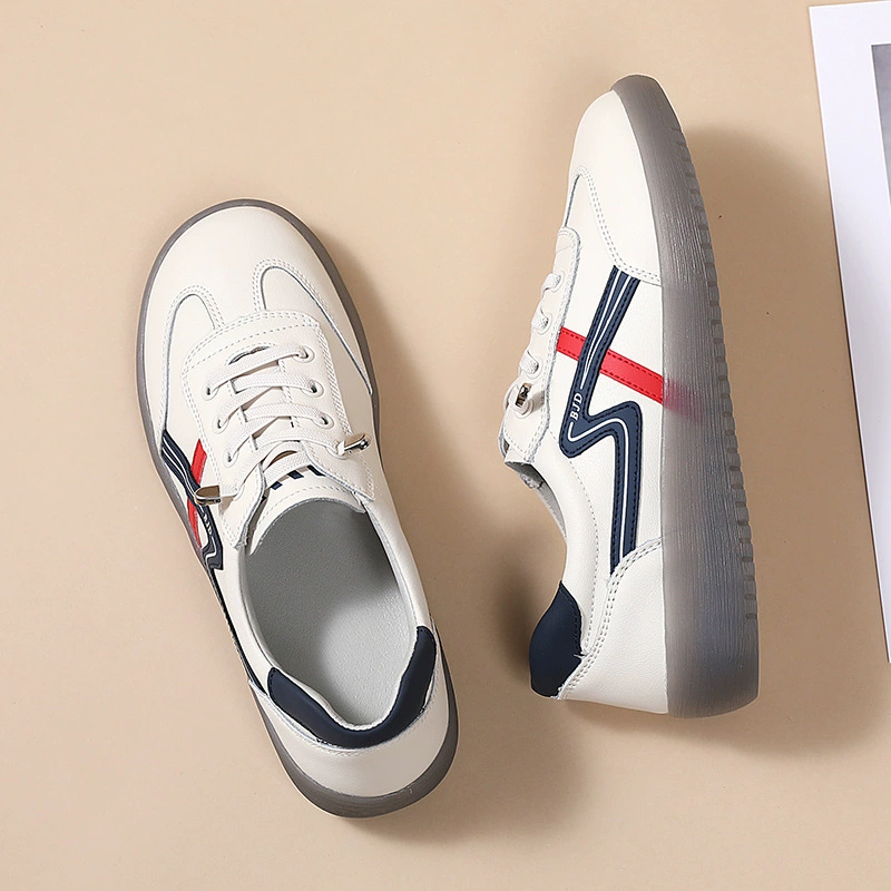 Весенне-осенние новые белые туфли из натуральной кожи для женщин. Модная повседневная обувь в корейском стиле. Корейский стиль. Студенческая обувь без шнуровки на мягкой подошве.