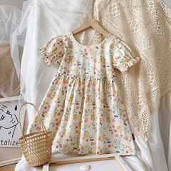 夏季童裝女童泡泡袖露背連衣裙 兒童洋氣短袖公主裙 女寶寶連衣裙