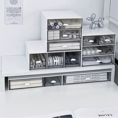 シンプルな透明引き出し収納ボックスデスクトップ文具雑貨コンパートメント整理大容量寮化粧品収納ラック